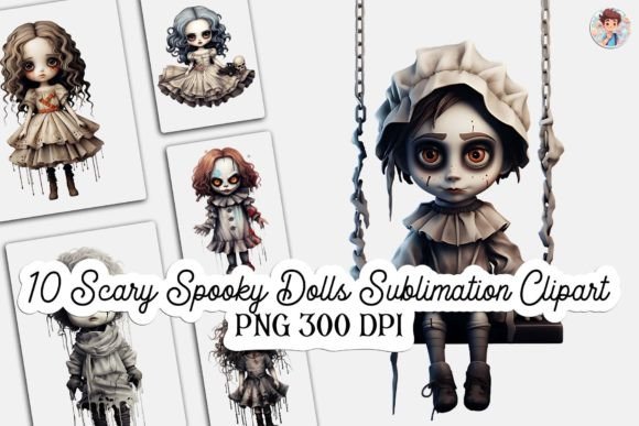 Download 10 Scary Spooky Doll Sublimation Clipart - Spooky doll Collection