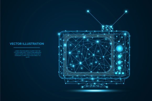 Download Low Poly Television Blue Wireframe - Television Collection