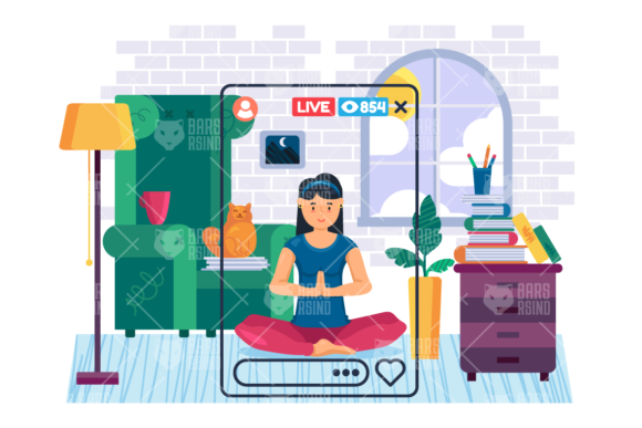 Download Yogi Girl Streamer Flat Color Vector Art - Streamer Collection
