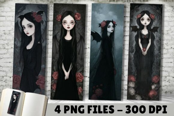 Download Gothic Doll Horror Rose Wings Bookmark - Gothic doll Collection