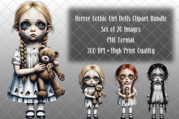 Download Horror Gothic Dolls Clipart Bundle - Gothic doll Collection